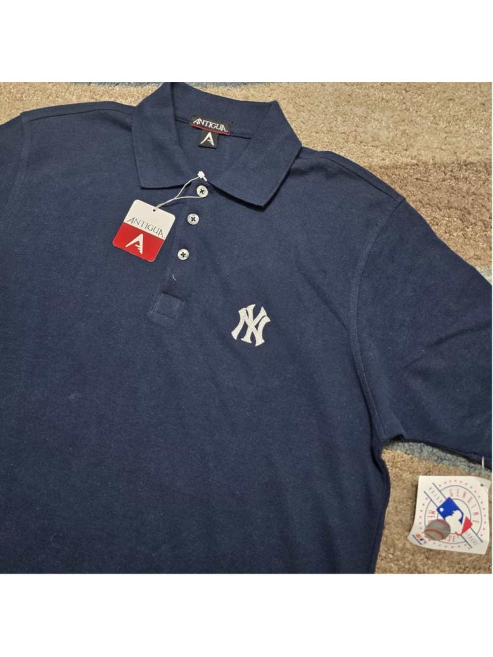Antigua New York Yankees Polo Shirt Navy Blue Embroidered Logo Men’s M